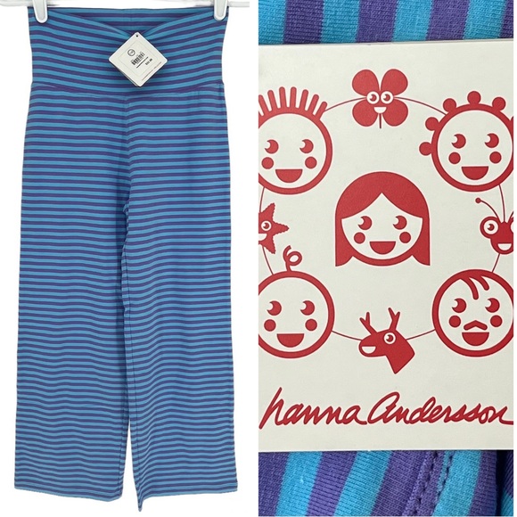 Hanna Andersson Other - HANNA ANDERSON NWT BLUE PURPLE STRIPED ACTIVE LOUNGE SWEAT PANTS CASUAL 130 7/10